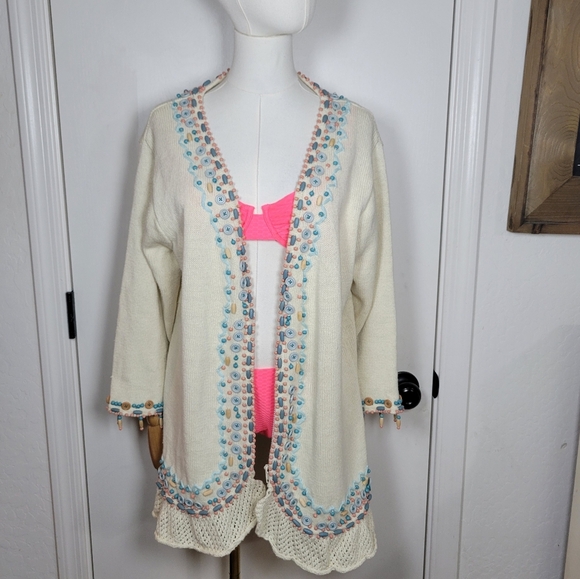 Storybook Knits Coastal Cardigan / Beach Swim Coverup Size Large - Picture 1 of 13